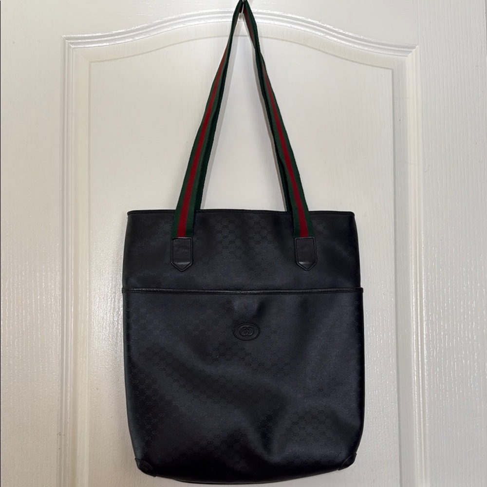 Gucci Black and Green Tote Bag